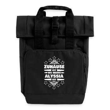 Geschenk für Alyssia - Rolltop Rucksack mit zwei Griffen - Schwarz - Vorne