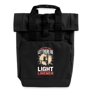 Funny Lineman Let There Be Light - Roll Top Backpack with Two Handles - black - Front