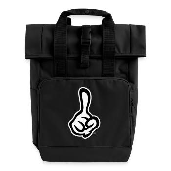 Erhobener Zeigefinger (Finger / Rechte Hand NEG2C) - Rolltop Rucksack mit zwei Griffen - Schwarz - Vorne