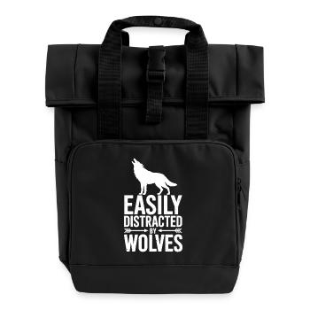Wolf Sayings Wolves Funny Wolf Gift - Roll Top Backpack with Two Handles - black - Front