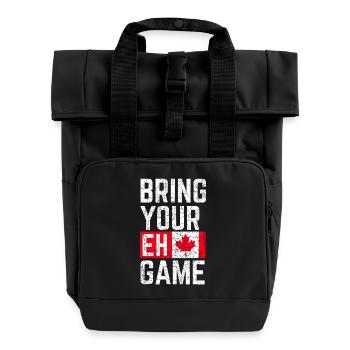 Bring dein Eh-Spiel mit - Rolltop Rucksack mit zwei Griffen - Schwarz - Vorne