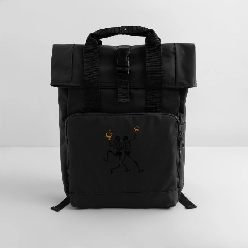 Skeletons doing java Roll Top Backpack with Two Handles