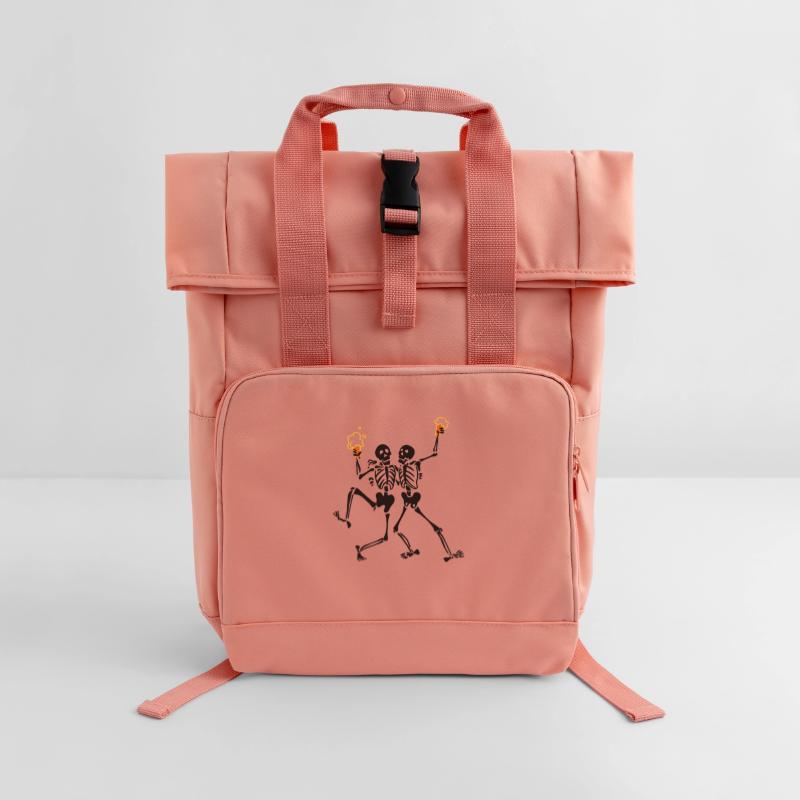 Skeletons doing java Roll Top Backpack with Two Handles