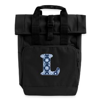 Letter L Snowflakes - Roll Top Backpack with Two Handles - black - Front