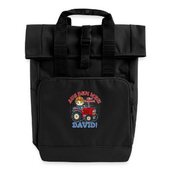 David Name Tractor - Roll Top Backpack with Two Handles - black - Front