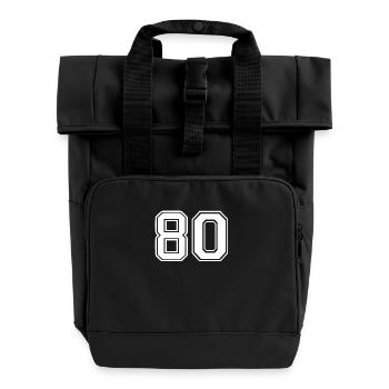 80 - Roll Top Backpack with Two Handles - black - Front