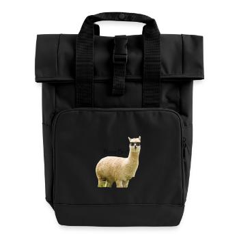 Alpaca Bro - Roll Top Backpack with Two Handles - black - Front