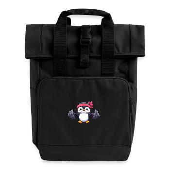 Penguin Workout Dumbbell Bench Press Fitness - Roll Top Backpack with Two Handles - black - Front