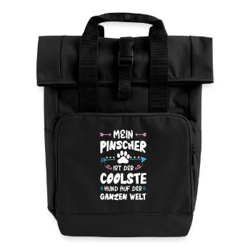 pinscher hund spruch - Rolltop Rucksack mit zwei Griffen - Schwarz - Vorne