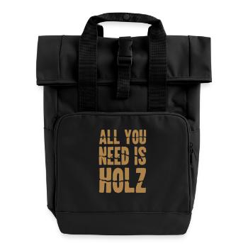 all you need is Holz - Rolltop Rucksack mit zwei Griffen - Schwarz - Vorne