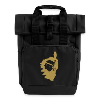 map corse - Roll Top Backpack with Two Handles - black - Front