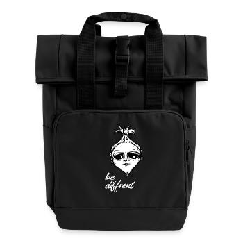 be different / einfach mal ich sein - Rolltop Rucksack mit zwei Griffen - Schwarz - Vorne