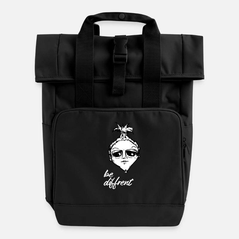 be different / einfach mal ich sein - Rolltop Rucksack mit zwei Griffen - Schwarz