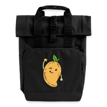 Mango Obst Kawaii - Rolltop Rucksack mit zwei Griffen - Schwarz - Vorne