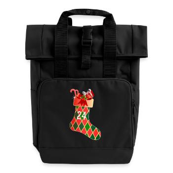 24 December Sock - Roll Top Backpack with Two Handles - black - Front