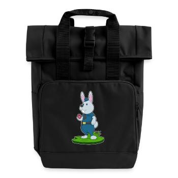 Hase Polizist Donut Polizei - Rolltop Rucksack mit zwei Griffen - Schwarz - Vorne