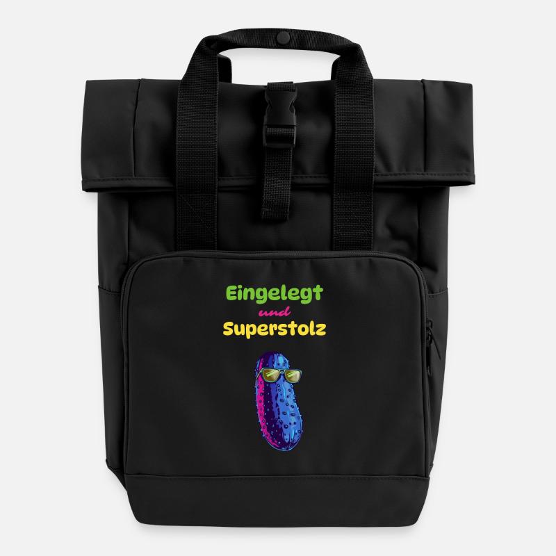 Eingelegt und Superstolz - Rolltop Rucksack mit zwei Griffen - Schwarz