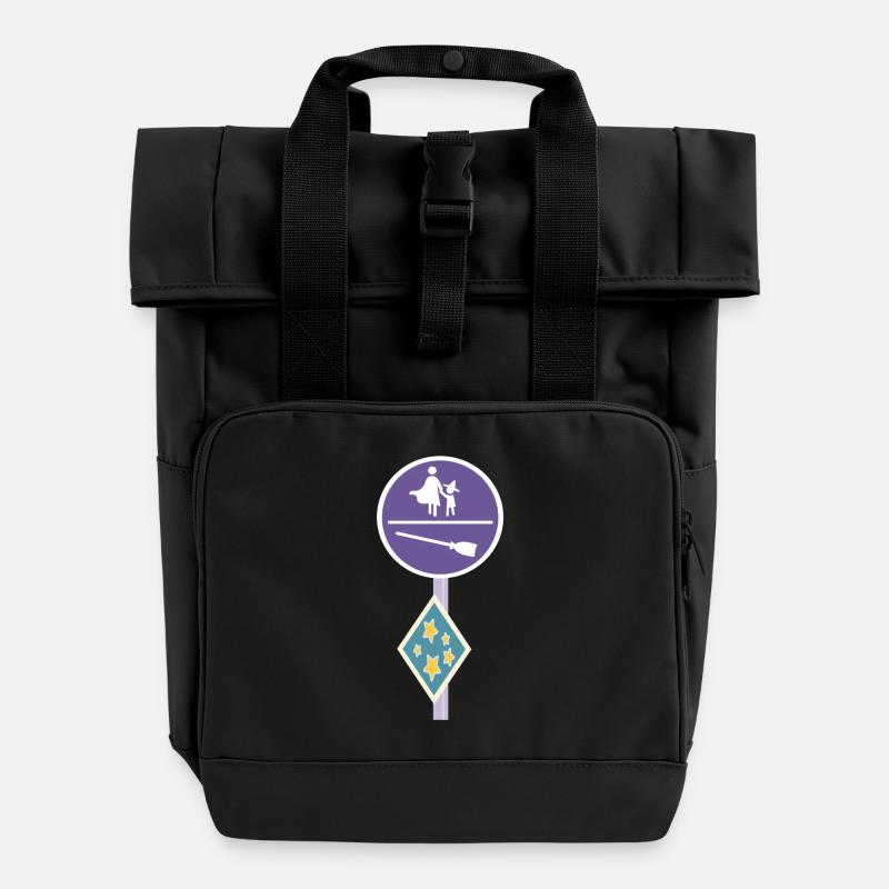 Panneau de rue d’un monde magique - Sac à dos Roll Top à deux anses - noir