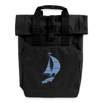 Sailboat Sailing Yacht Sea Silhouette - Roll Top Backpack with Two Handles - black - Front