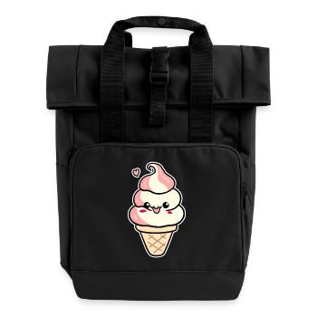 Crème glacée de dessin animé - Sac à dos Roll Top à deux anses - noir - Devant
