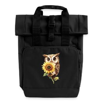 Schneeleopard - Rolltop Rucksack mit zwei Griffen - Schwarz - Vorne