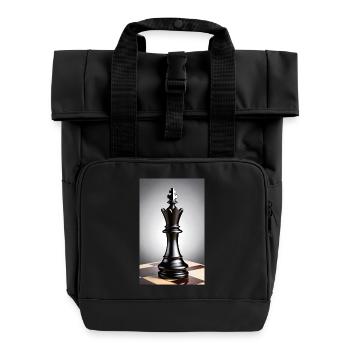 Chess | Chess piece | Chess player - Roll Top Backpack with Two Handles - black - Front