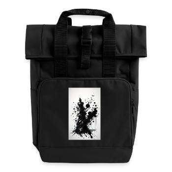 Chess | Chess piece | Chess player - Roll Top Backpack with Two Handles - black - Front
