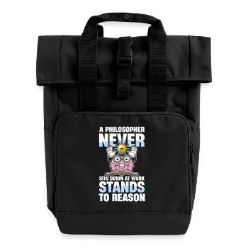  A Philosopher Never Sits Down At Work Stands To - Rolltop Rucksack mit zwei Griffen - Schwarz - Vorne