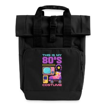 Retour rétro au design vintage des années 80 - Sac à dos Roll Top à deux anses - noir - Devant