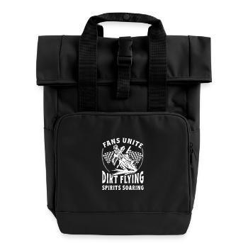 Dirtbike Rider DIrt Flying MX Motocross Supercross - Rolltop Rucksack mit zwei Griffen - Schwarz - Vorne