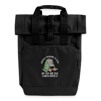 Katze mental vorbereiten - Rolltop Rucksack mit zwei Griffen - Schwarz - Vorne