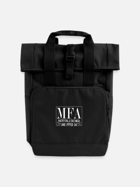 Arzthelferin Notfallsicher MFA - Rolltop Rucksack mit zwei Griffen - Schwarz