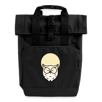 Hibou minimaliste – Simple et élégant - Sac à dos Roll Top à deux anses - noir - Devant