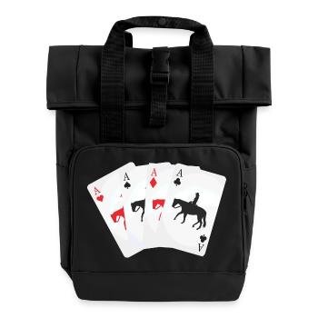 Kartenspiel Westernreiter - Rolltop Rucksack mit zwei Griffen - Schwarz - Vorne