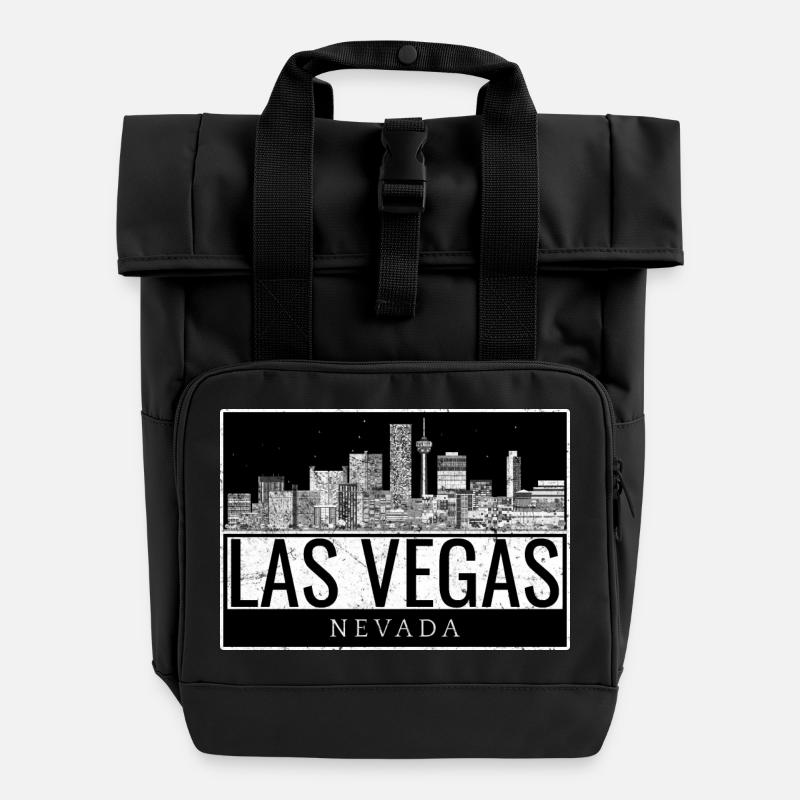 Las Vegas Skyline Noir Blanc - Sac à dos Roll Top à deux anses - noir