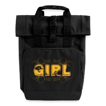 GIRL lettering - Roll Top Backpack with Two Handles - black - Front