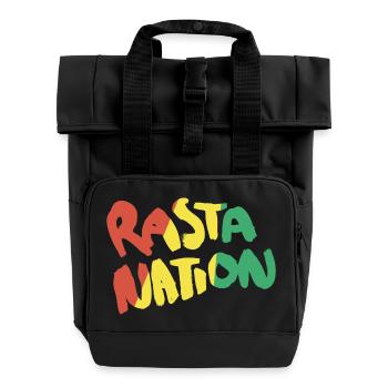 Rasta Nation Rastafari Reggae Dancehall Ragga Dub - Rolltop Rucksack mit zwei Griffen - Schwarz - Vorne