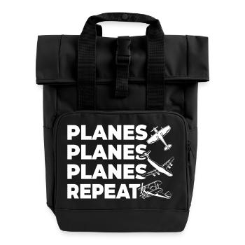 Flugzeuge - Rolltop Rucksack mit zwei Griffen - Schwarz - Vorne