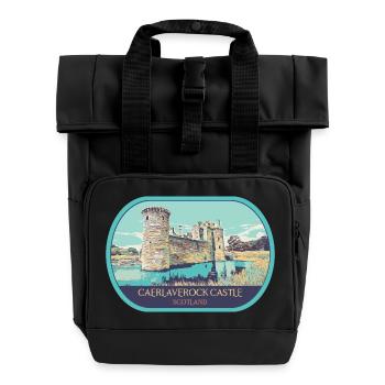 Illustration Caerlaverock Castle, Scotland - Roll Top Backpack with Two Handles - black - Front