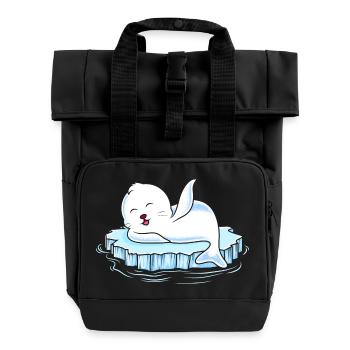 Seal ice floe - Roll Top Backpack with Two Handles - black - Front