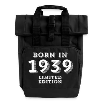 85 years, year of birth, date of birth - Roll Top Backpack with Two Handles - black - Front