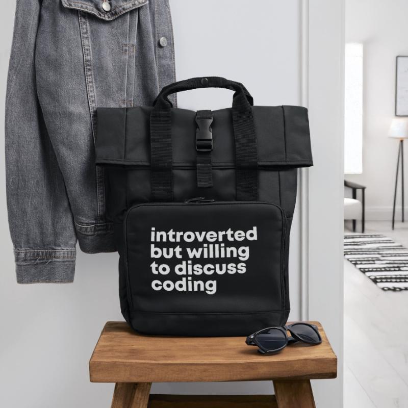 Coding Coding Coding Roll Top Backpack with Two Handles