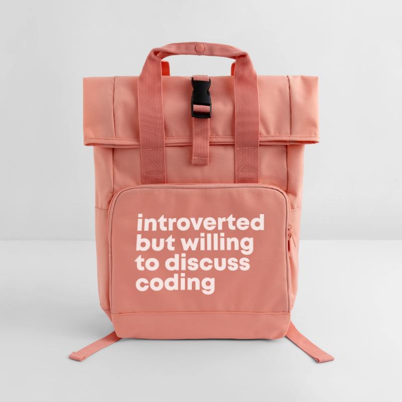 Coding Coding Coding Roll Top Backpack with Two Handles