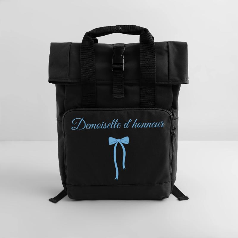 Blaue Schleife Brautjungfer Rolltop Rucksack mit zwei Griffen