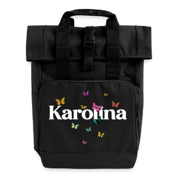 Beau prénom de fille avec des papillons KAROLINA - Sac à dos Roll Top à deux anses - noir - Devant
