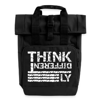 Penser différemment – Conception de typographie grunge - Sac à dos Roll Top à deux anses - noir - Devant