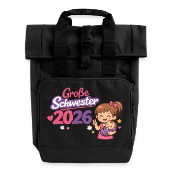 Big Sister 2026 Only Child End - Roll Top Backpack with Two Handles - black - Front