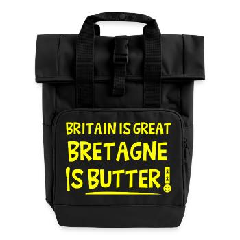 GROSSBRITANNIEN IST GROSSARTIG, BRETAGNE IST BUTTER! - Rolltop Rucksack mit zwei Griffen - Schwarz - Vorne