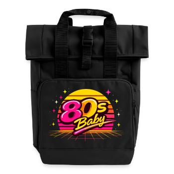 80s Neon Baby - Roll Top Backpack with Two Handles - black - Front