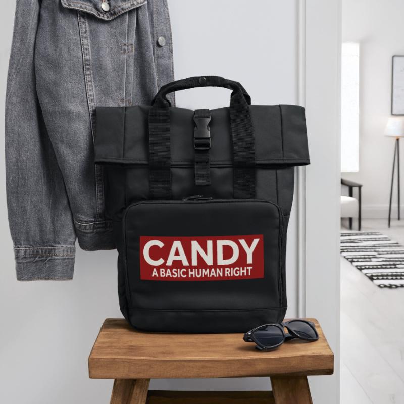 CANDY - A BASIC HUMAN RIGHT Rolltop Rucksack mit zwei Griffen